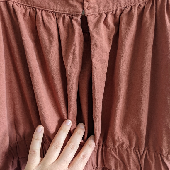 H&M Rust Brown Cotton Weave Puff Sleeve Playsuit - Picture 8 of 11